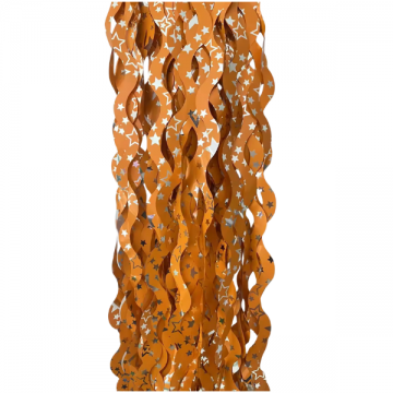 Foil Curtain - Wavy Star Tinsel Fringe Orange