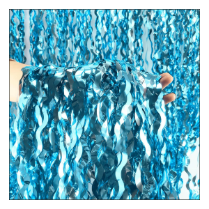 Foil Curtain - Wavy Blue Tinsel Fringe