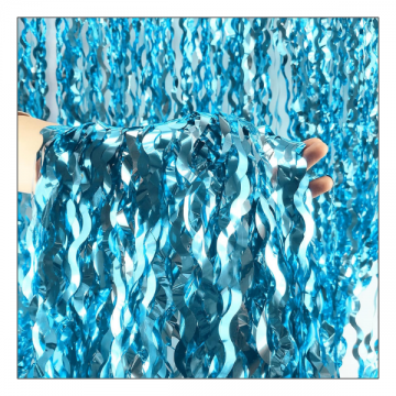 Foil Curtain - Wavy Blue Tinsel Fringe