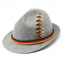 German Oktoberfest Hat with Feather & German Flag Rope - Gray