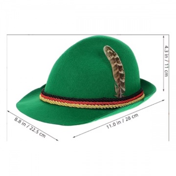 German Oktoberfest Hat with Feather & German Flag Rope