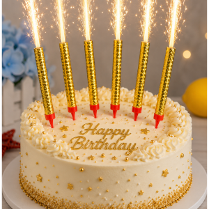 Candles Set 6-Pack Sparkler Birthday Cake - Gold 12inch