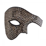 Deluxe Rhinestone Phantom Half Mask Black/Silver