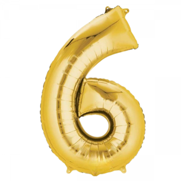 Balloon - Foil Number Gold SIX- 34"
