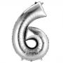 Balloon - Foil Number Silver SIX- 34"