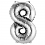 Balloon - Foil Number Silver EIGHT- 34"