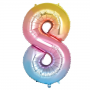Balloon - Foil Number Rainbow EIGHT - 34"