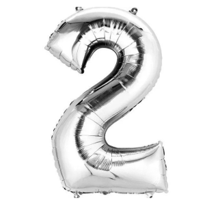 Balloon - Foil Number Silver TWO - 34"