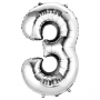 Balloon - Foil Number Silver THREE - 34"