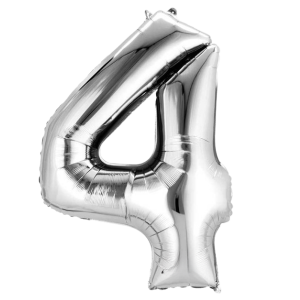 Balloon - Foil Number Silver FOUR - 34"