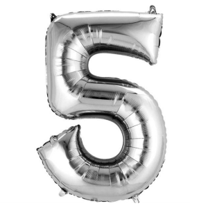 Balloon - Foil Number Silver FIVE- 34"