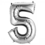 Balloon - Foil Number Silver FIVE- 34"