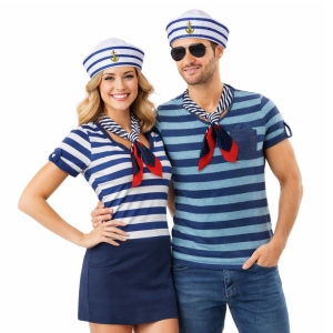 Nautical Anchor Emblem Sailor Cap with Scarf