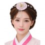 Korean Braided Pearl Floral Headband - Pink