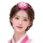 Korean Braided Pearl Floral Headband - Magenta