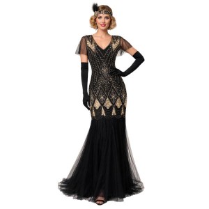 Gatsby Evening Gown - Black & Gold