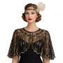 Gatsby Sequin 1920s Shawl Black & Gold