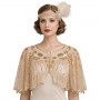 Gatsby Sequin 1920s Shawl Champagne Gold