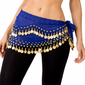 Belly Dance Chiffon Scarf - Blue & Gold