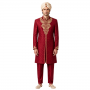 Deluxe Maharaja Sherwani Ruby Red with Gold Embroidery