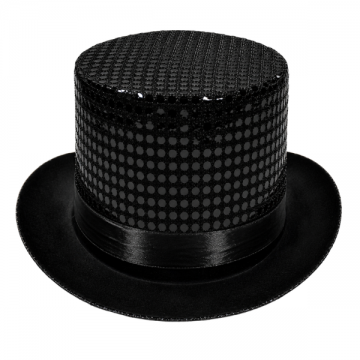 Sequin Top Hat Black
