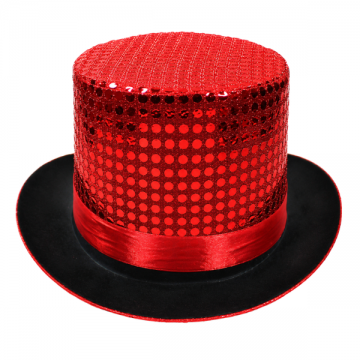Sequin Top Hat Red