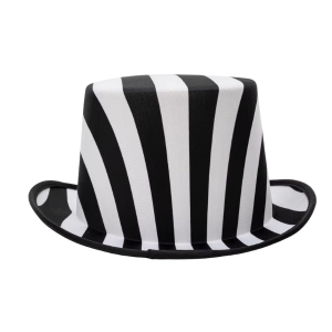 Black and White Striped Top Hat