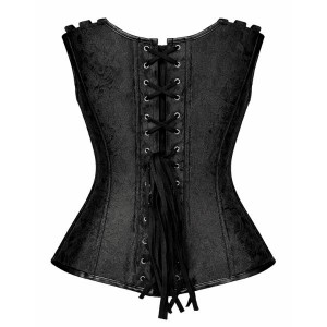 Corset Vintage Steampunk Brocade Black