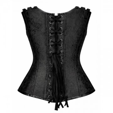 Corset Vintage Steampunk Brocade Black
