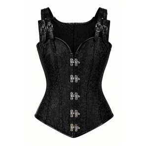 Corset Vintage Steampunk Brocade Black