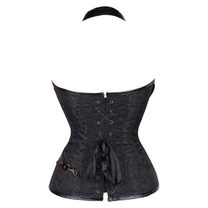 Corset Steampunk Gothic Chain Halter Bustier Black