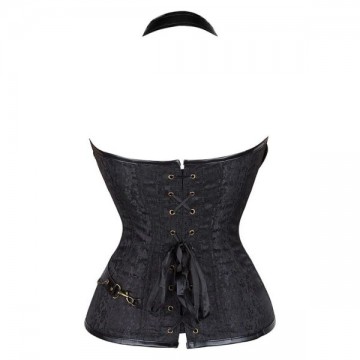 Corset Steampunk Gothic Chain Halter Bustier Black