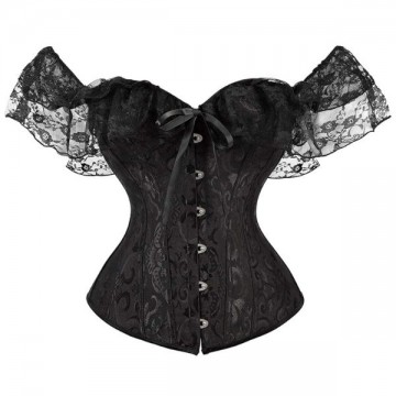Corset Gothic Black Lace Off Shoulder Bustier
