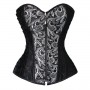 Corset Gothic Black Silver Lace Strapless Bustier