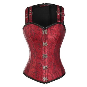 Corset Vintage Steampunk Brocade Red