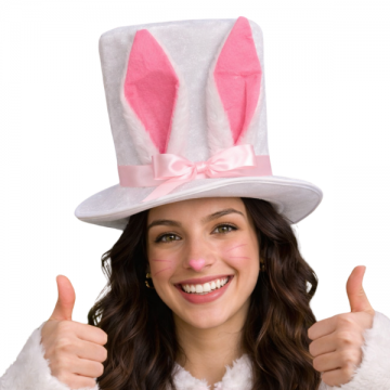 Bunny Ears Top Hat — White & Pink