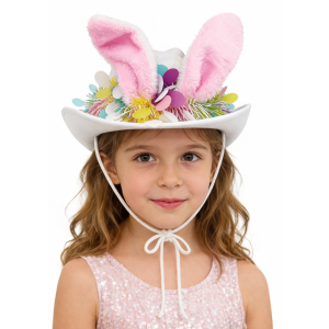 Easter Bunny Floral Top Hat - White & Pink