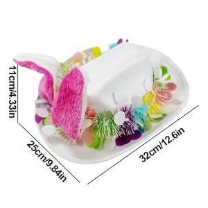 Easter Bunny Floral Top Hat - White & Hot pink