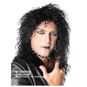 Rock Star Black Long Curly Wig