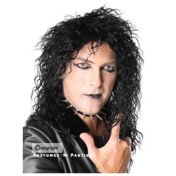 Rock Star Black Long Curly Wig