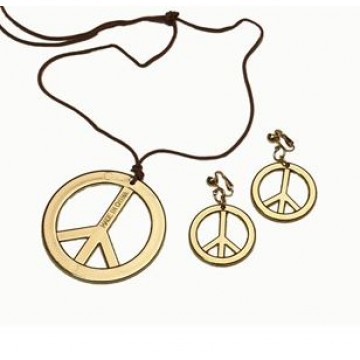 Peace necklace and earring set - gold