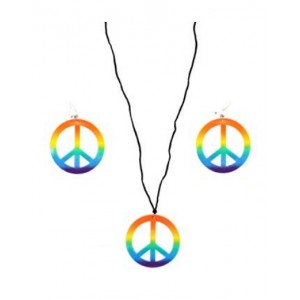 Rainbow Peace Sign Earrings & Necklace set