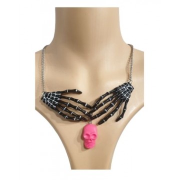 Skull Hand Necklace - Black