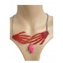 Skull Hand Necklace - Red