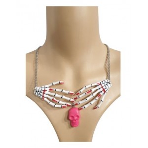 Skull Hand Necklace - White