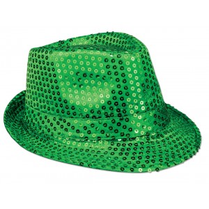 Sequin Fedora Hat - Green