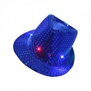 LED Sequin Fedora Hat - Blue