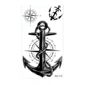 Temporary Small Tattoo Nautical Anchor with Compass