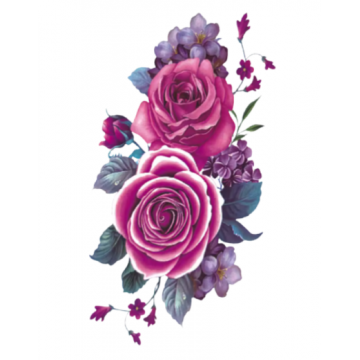 Temporary Small Tattoo Pink Rose Bouquet