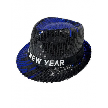 Sequin Fedora Happy New Year Hat - Blue